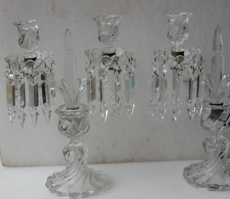 1950′ Paire de Chandeliers Baccarat Modèle Tors Signée