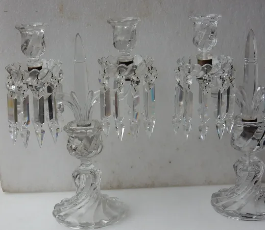 1950′ Paire de Chandeliers Baccarat Modèle Tors Signée