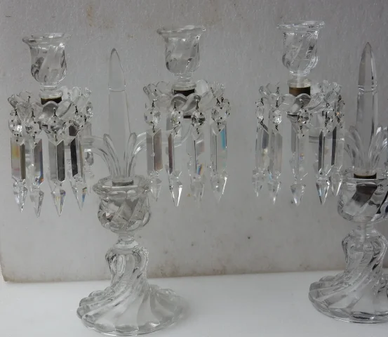 1950′ Paire de Chandeliers Baccarat Modèle Tors Signée