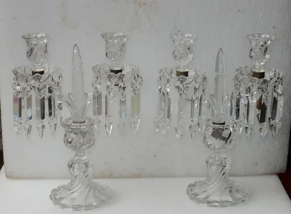 1950′ Paire de Chandeliers Baccarat Modèle Tors Signée