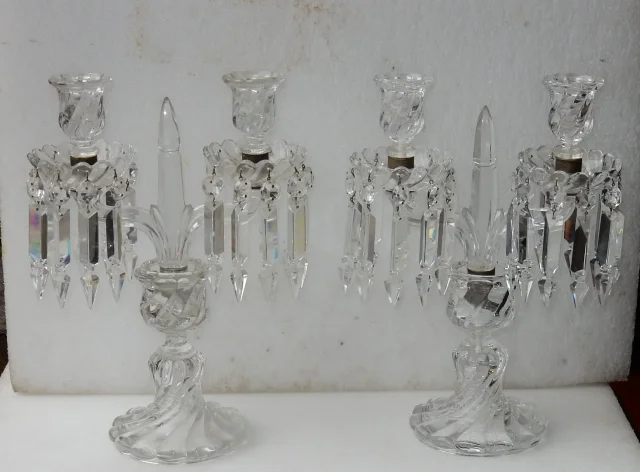 1950′ Paire de Chandeliers Baccarat Modèle Tors Signée