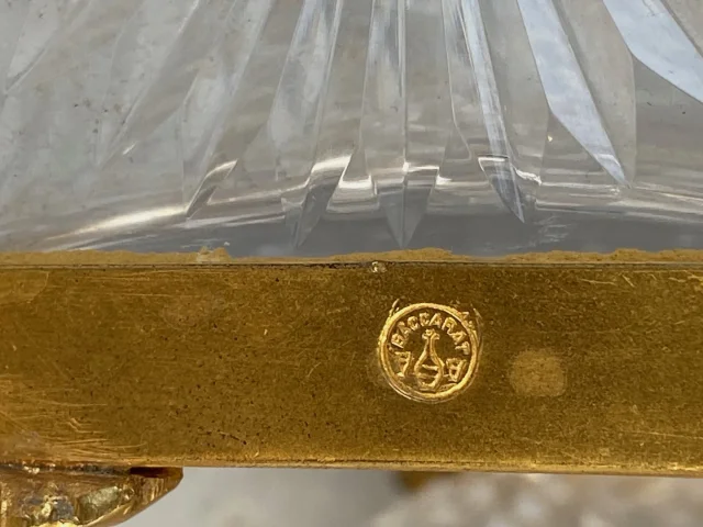 1880′ Paire De Vases Baccarat , L’ Escalier De Cristal,Période Japonisante Socle Bronze Doré Signé