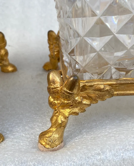 1880′ Pair Of Baccarat Vases, The Crystal Staircase, Japanese Period Gilt Bronze Base Signed
