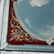 1880/1900′ Miroir Venise Rectangulaire à Fronton Avec Cadre en Verre Orné de Fleurs Emaillées Fond Rouge