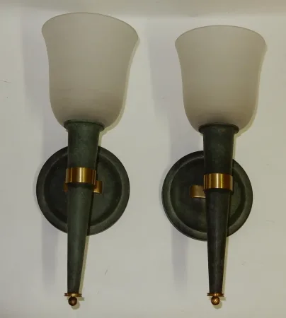 1940′ Paire d’Appliques Art Déco Par Perzel Signées