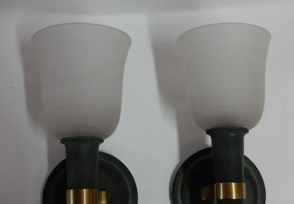 1940′ Paire d’Appliques Art Déco Par Perzel Signées