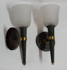 1940′ Pair of Art Deco Sconces By Perzel Signed