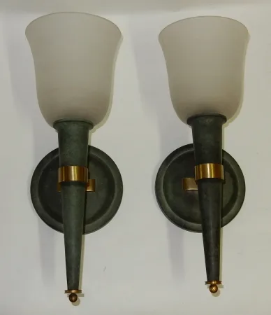 1940′ Paire d’Appliques Art Déco Par Perzel Signées