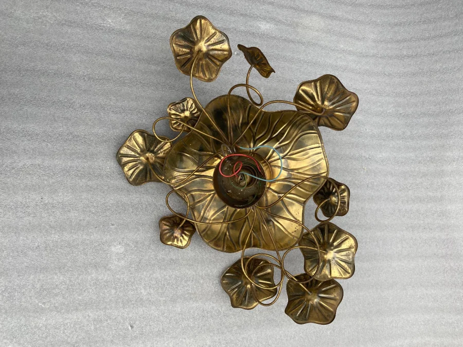 1970′ Applique Ou Plafonnier Au Feuillage Maison Jansen en Laiton 1 Ampoule