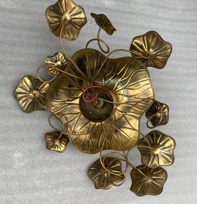 1970′ Applique Ou Plafonnier Au Feuillage Maison Jansen en Laiton 1 Ampoule