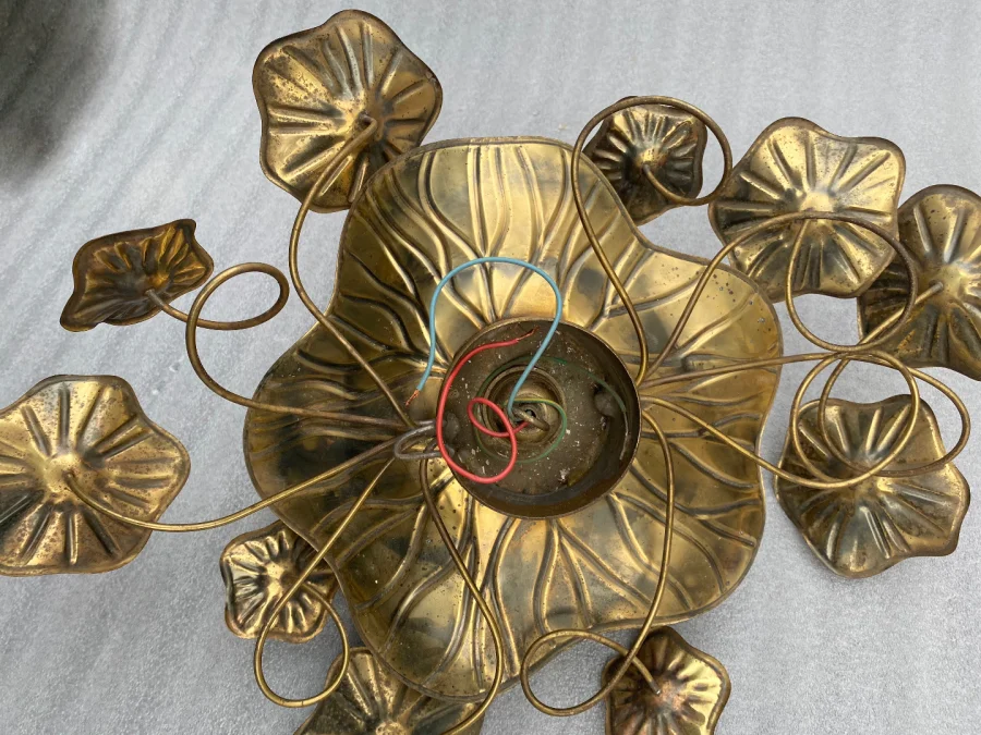 1970′ Applique Ou Plafonnier Au Feuillage Maison Jansen en Laiton 1 Ampoule