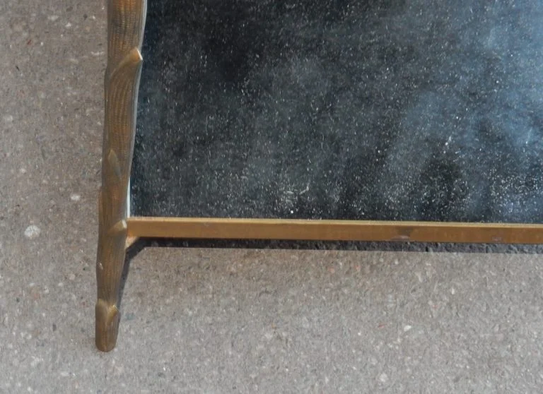1950/70' Paire de Bouts de Canapés en Bronze Doré Décor Palmier Maison Charles
