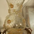 1970′ Vase Cristal Murano Style Barovier & Toso Avec Paillons d’Or Non Signé