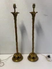 1970′ Paire De Lampes En Bronze Maison Bagués Dècor Palmier