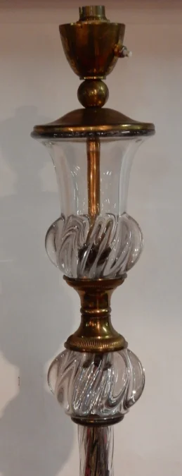 1950/70 Crystal And Brass Floor Lamp Saint Louis