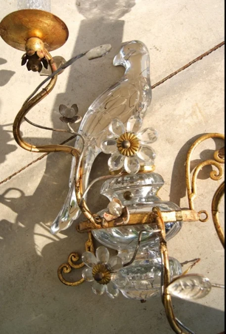 1970′ Paire d’Appliques à la Perruche Style Baguès