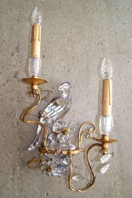 1970′ Paire d’Appliques à la Perruche Style Baguès