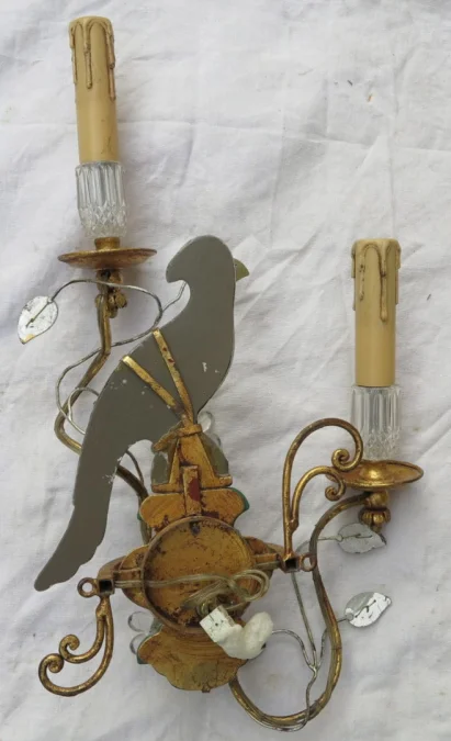 1970′ Paire d’Appliques à la Perruche Style Baguès