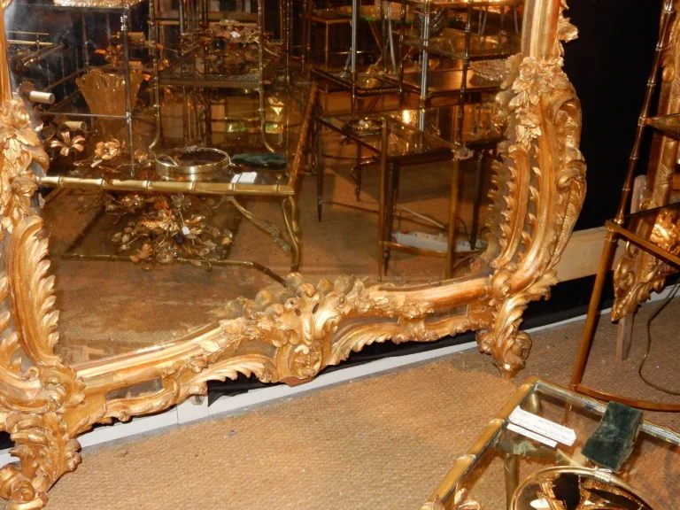 1850′ Miroir de Style Louis 15 en Bois Doré Glace Mercure