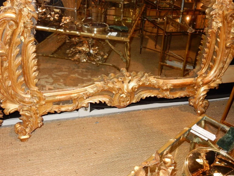 1850′ Miroir de Style Louis 15 en Bois Doré Glace Mercure