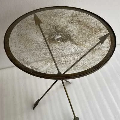 1950/70 ′ Guéridon Fer Forgé Vintage Decor En Forme De Fléches Style Jacques Adnet