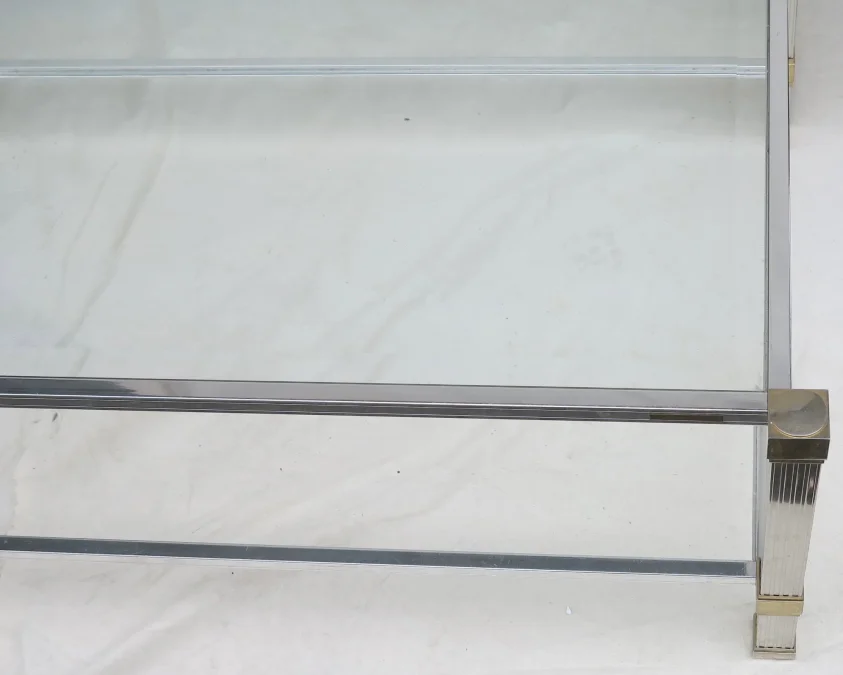 Coffee table Pierre Vandel silvery and guilted