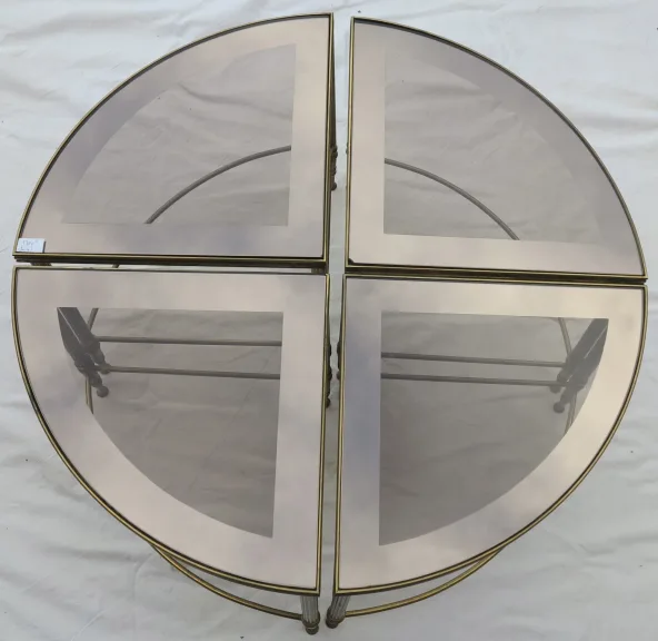 1950/70 '4 Tische machen einen runden Couchtisch Maison Bagués Bronze