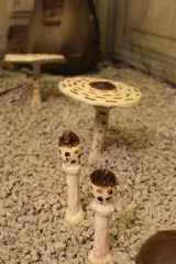 Champignons en ciment peint