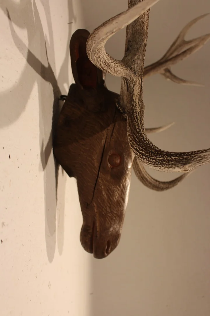 CARVED WOOD STAG HEAD