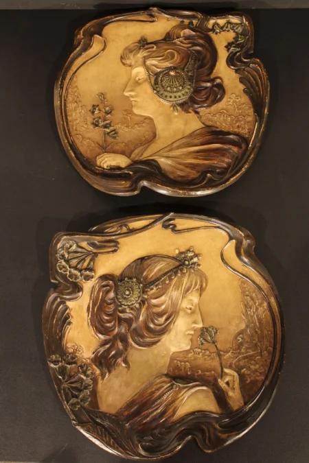 PAIR OF ART NOUVEAU WALL PLATES