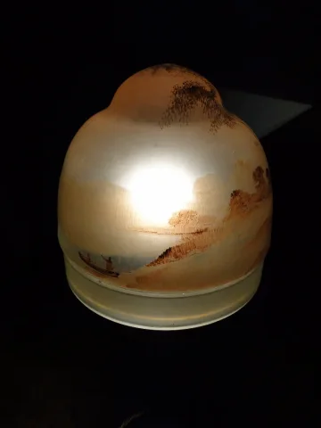 Pilzlampe 1900 bemaltes Glas