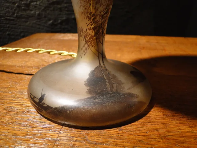 Pilzlampe 1900 bemaltes Glas