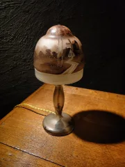 Pilzlampe 1900 bemaltes Glas