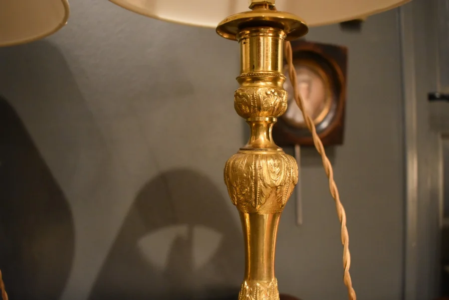 Paire de lampes en bronze doré
