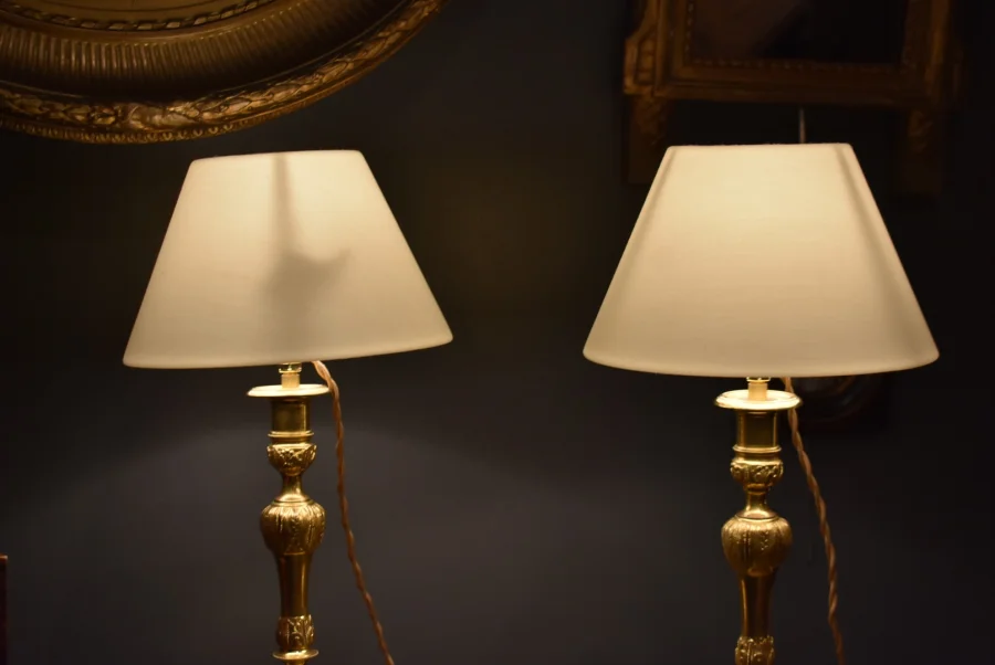 Paire de lampes en bronze doré