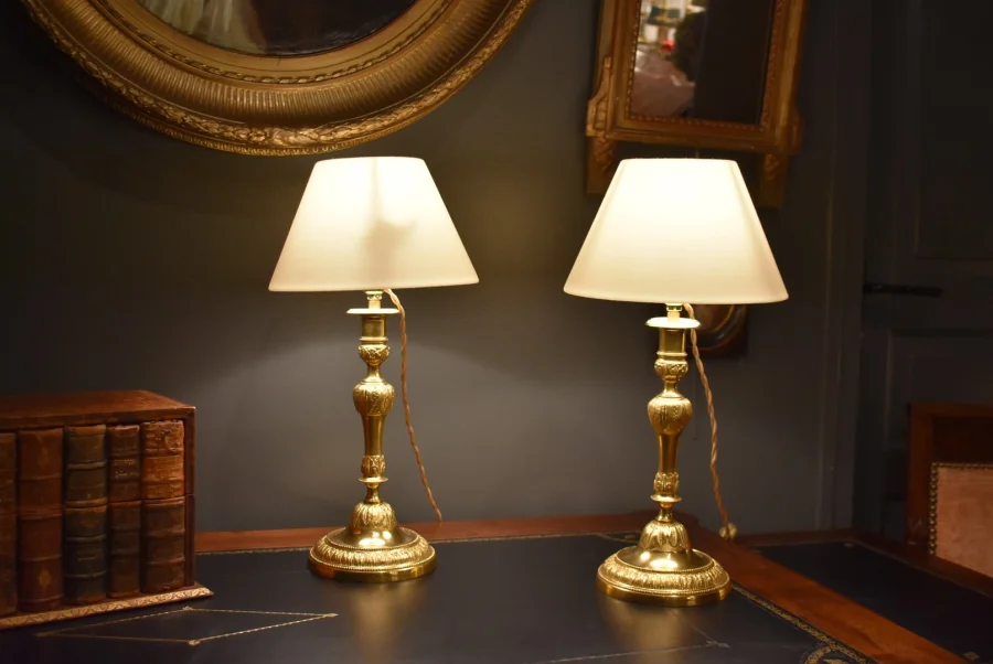 Paire de lampes en bronze doré