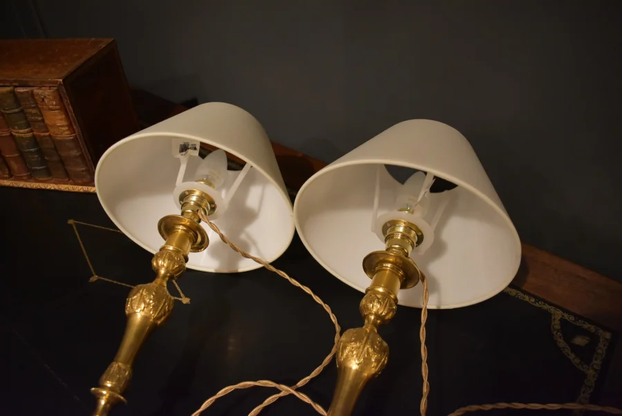 Paire de lampes en bronze doré