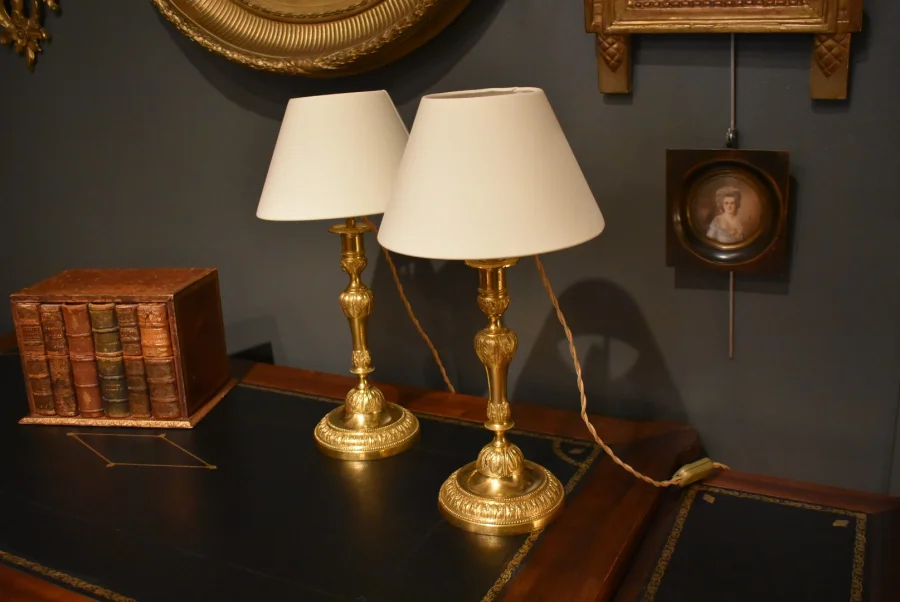 Paire de lampes en bronze doré