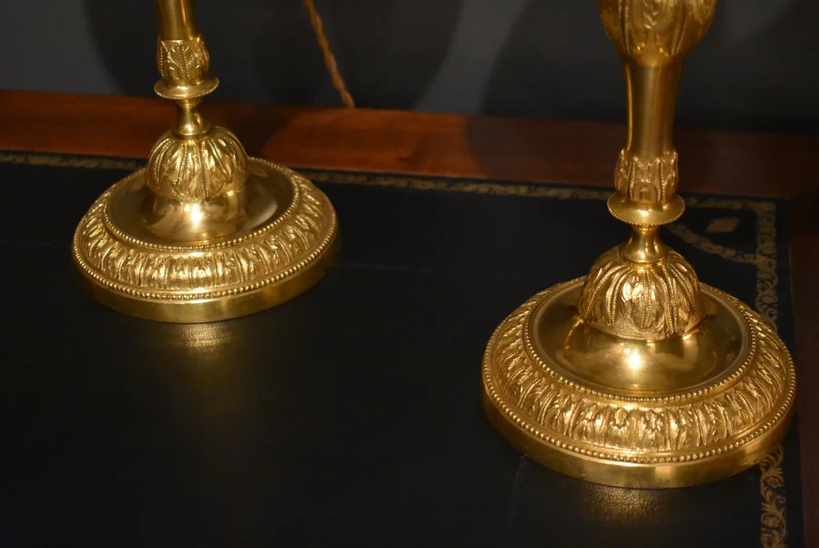 Paire de lampes en bronze doré