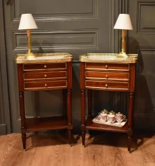 PAIR OF LOUIS XVI STYLE BEDSIDE TABLES