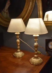 Paire de lampes de style Louis XVI en bronze doré