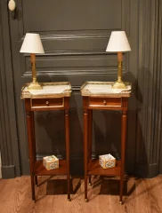 Pair of small Louis XVI style bedside tables