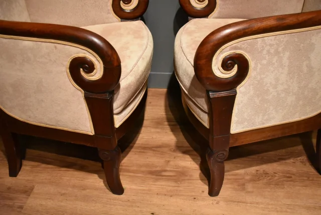Paire de bergères d'époque Restauration — Bon état
