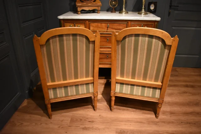 Paar Louis XVI bergères van Mailfert — Zeer goede staat