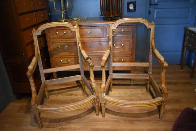 Paar Louis XVI bergères van Mailfert — Zeer goede staat
