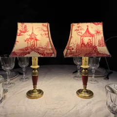 Paar kabellose Tischlampen "Chinoiseries", Höhe 35 cm