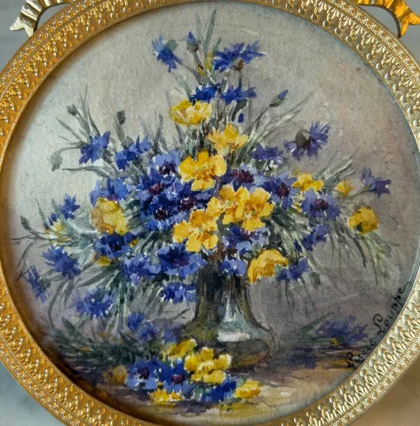 Bouquet van korenbloemen en narcissen, miniatuur van Lucie Louppe — Uitstekende staat