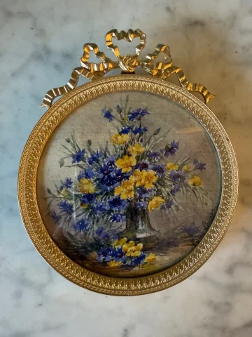 Bouquet van korenbloemen en narcissen, miniatuur van Lucie Louppe — Uitstekende staat