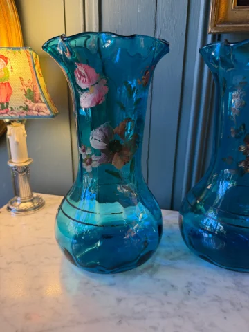 Pair of blue glass vases