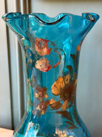 Pair of blue glass vases